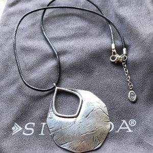 Silpada Black Leather Badge of Beauty Necklace